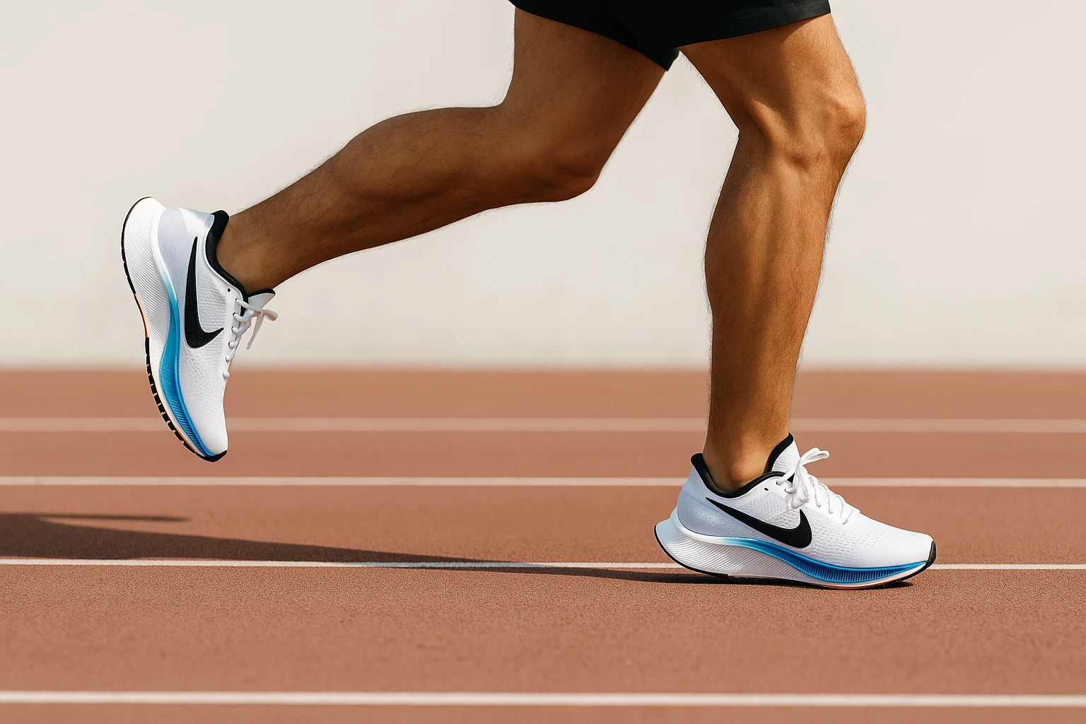 راهنمای خرید کفش مخصوص دویدن؛ دونده جوان روی پیست با کتونی اورجینال