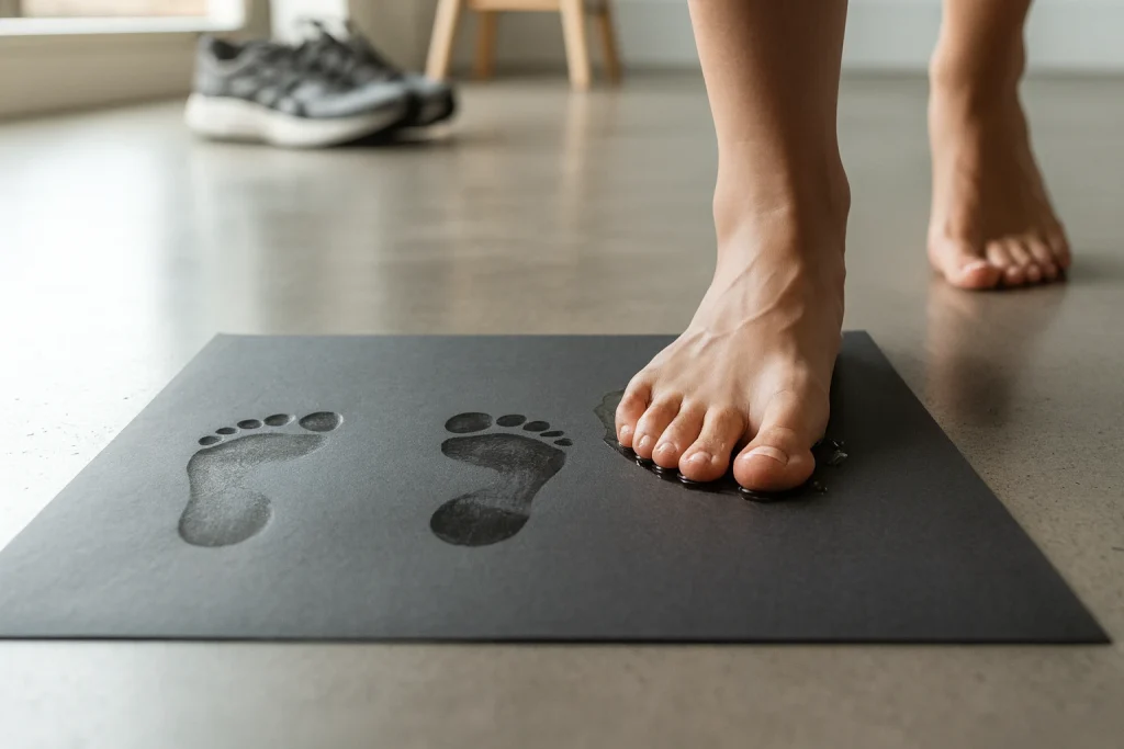 انجام تست رد پا برای انتخاب کفش مناسب فرم پا