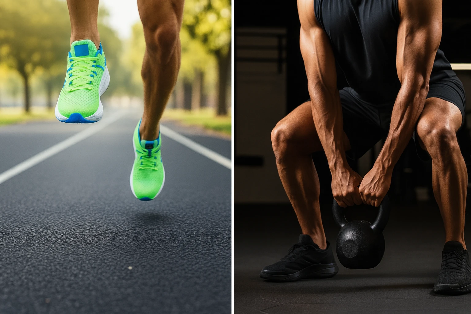 ترکیب دونده با کفش رانینگ و ورزشکار با کفش ترینینگ در یک قاب تفاوت کفش رانینگ و ترینینگ